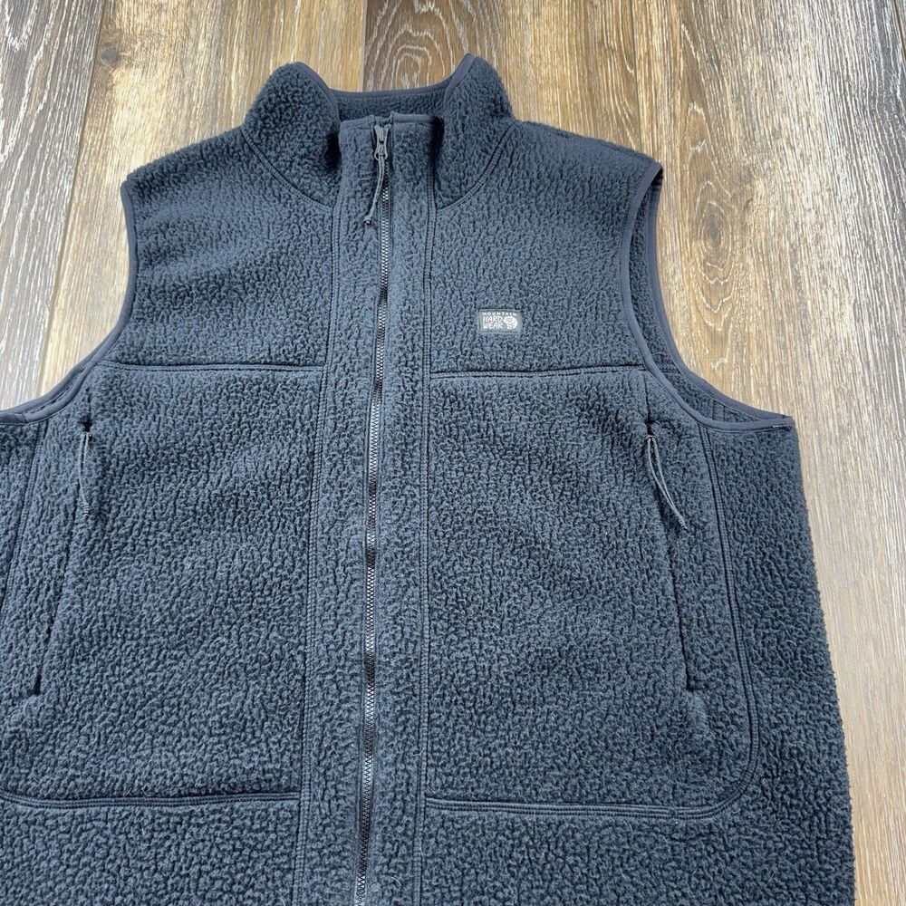 Mountain Hardwear Sherpa Fleece Vest Womens XL Black Full Zip Hiking Warm Gorp